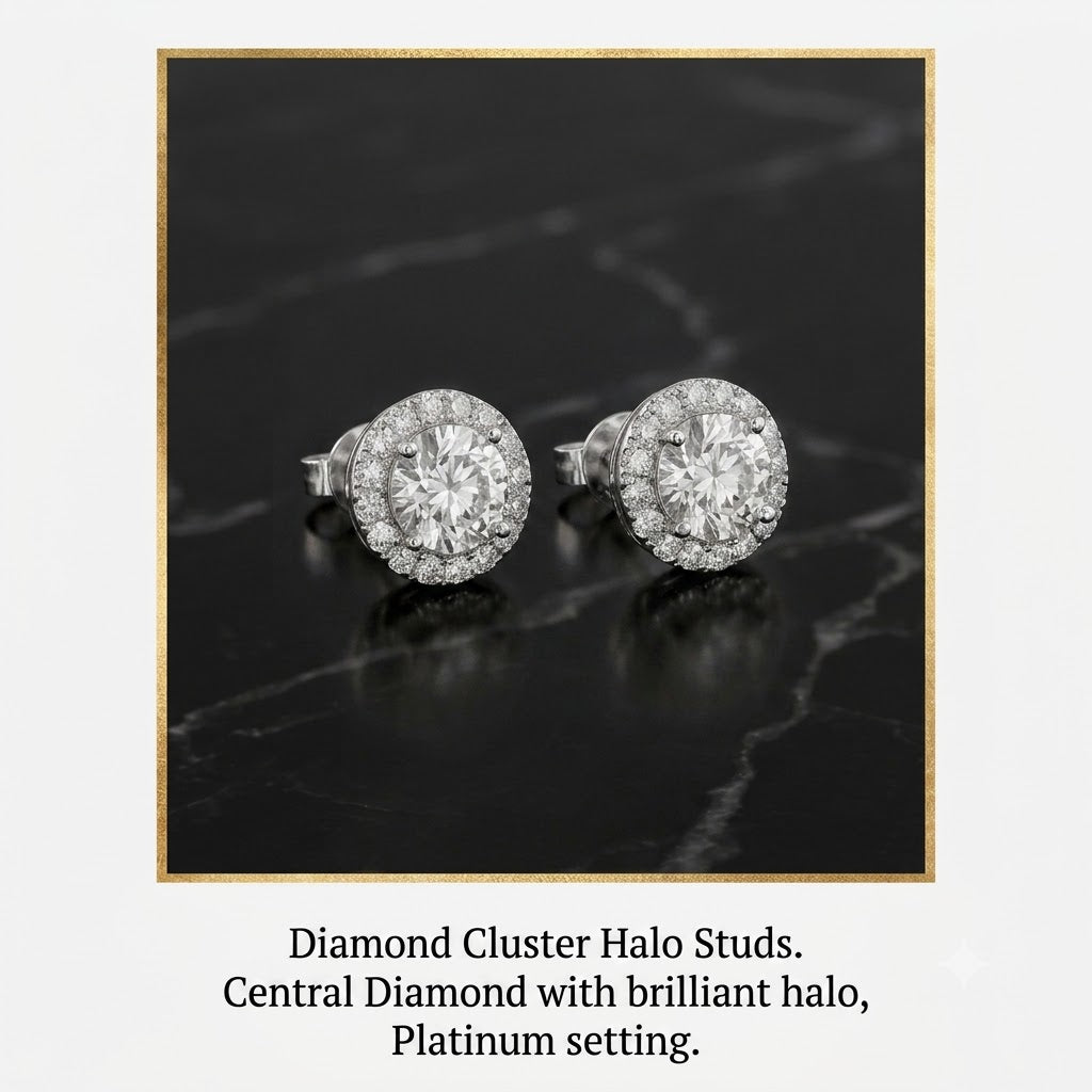 Diamond Cluster Halo Studs
