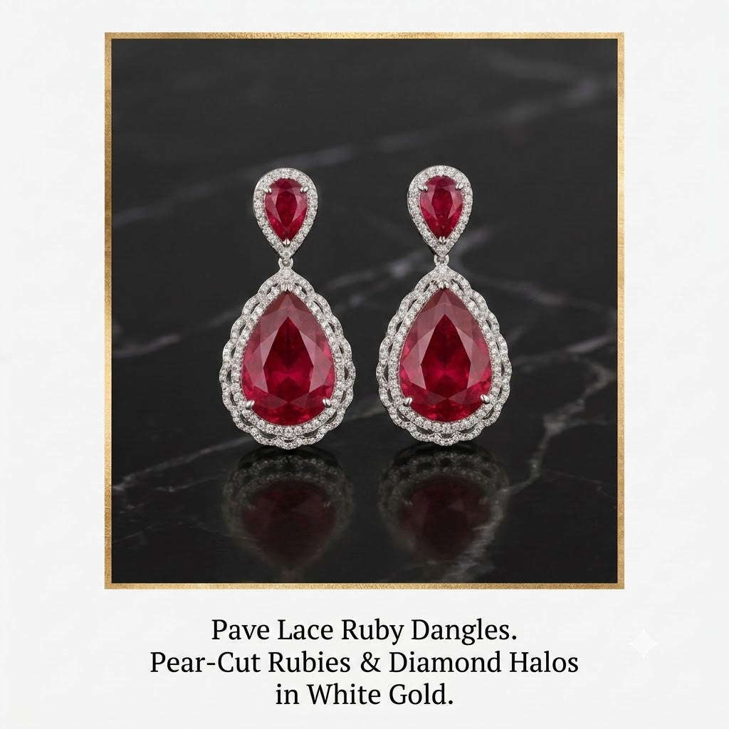 Pave Lace Ruby Dangles