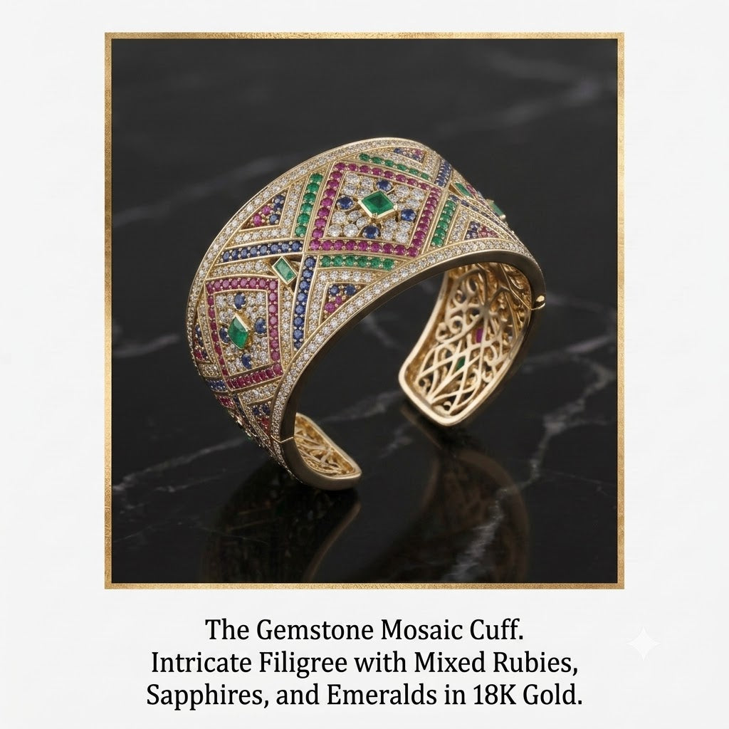 Gemstone Mosaic Cuff