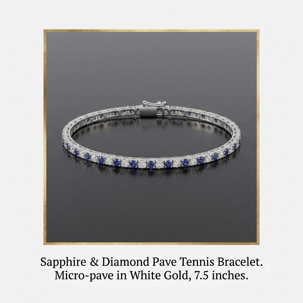 Saphire and Diamond Pave Tennis Bracelet